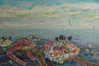Венки памяти защитникам Порт-Артура. 2003. Холст, масло, 130х200